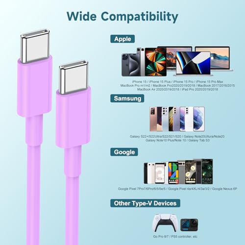 Revolutionary 60 W USB-C Charging Cable Trio – Fast Charge Your i Phone 15, Mac Book Pro, i Pad Pro & Air Pods 4 with Reliable 3 ft Durability – Ultimate Compatibility for Enhanced Performance and Convenience – Ideal for Home, Office, and On-the-Go Use – Sleek White Design for Effortless Style and Organization