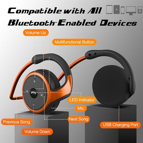 Compact Sports Bluetooth Headphones – Ergonomic Wrap-Around Wireless Earphones with Built-In Microphone, Exceptional Sound Quality, 12-Hour Battery Life, Foldable Design for Easy Portability, Perfect for Active Lifestyles – Black