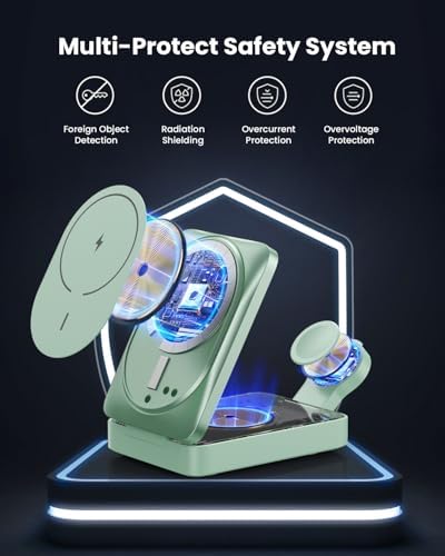 Ultimate 3-in-1 Wireless Charging Station for Apple Devices – 15 W Fast Magnetic Charger Stand with 30 W USB-C Adapter – Enhanced Safety, Cooling System & Foldable Design for i Phone 16/15/14/13/12, Apple Watch, Air Pods – Versatile, Compact & Travel-Friendly Solution for Seamless Charging Experience