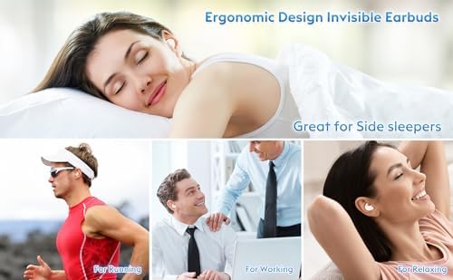 Revolutionary Flat-Fit Wireless Sleep Earbuds for Side Sleepers – Exceptional Comfort Meets Long Battery Life & Water-Resistant Durability for Uninterrupted Sound During Sleep, Sports, and Running (Black) – Perfect for Relaxation and Active Lifestyles