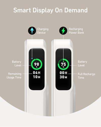 Anker Mag Go Power Bank for i Phone 15/14/13 – 10,000 m Ah Qi2 Certified Ultra-Fast Wireless Charger with Smart Display & Foldable Stand – Compact Portable USB-C Battery Pack for Effortless Charging on the Go