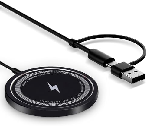 Magnetic Wireless Charging Pad for i Phone 15 Series – Fast, Effortless Alignment with Mag Safe Compatibility – Sleek White Design for Home, Office, and Travel – Lightweight Portable Charger for i Phone 15/14/13 Pro Models – Enhanced Safety and Efficiency for Hassle-Free Power Solutions