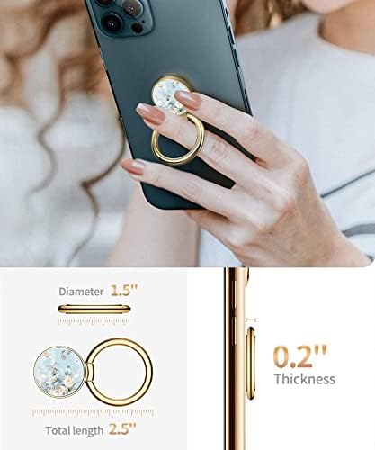 Blue Butterfly Marble Pattern Cell Phone Ring Stand – 360° Rotating Finger Holder for Secure Grip and Versatile Kickstand, Compatible with All Smartphones Including i Phone and Samsung Galaxy, Perfect for Magnetic Car Mounts