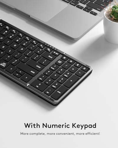 Samsers Wireless Foldable Bluetooth Keyboard with Numeric Keypad – Multi-Device Support for i OS, Android, Windows & Mac – Portable Travel-Friendly Design in Premium PU Leather, Effortless Typing Anywhere!