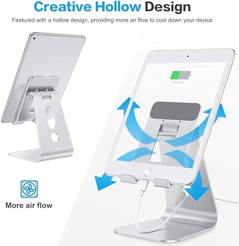 OMOTON Versatile Adjustable Tablet Stand for Desk – Enhanced Stability with Extended Arms for i Pad Pro/Air/Mini & Larger Smartphones – Stylish Purple Holder for Optimal Viewing Comfort and Clutter-Free Workspace
