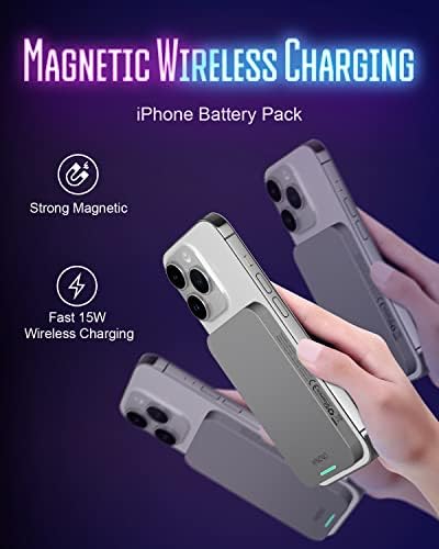 Ultra-Slim 5000 m Ah Magnetic Wireless Power Bank for i Phone 12-16 Series – Transparent Fast Charging Portable Charger with 20 W PD Technology for Effortless On-the-Go Power and Seamless Mag Safe Compatibility