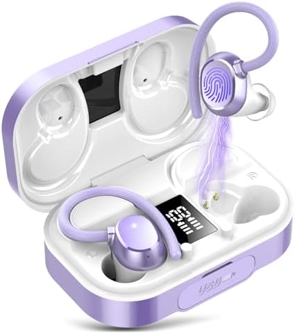 Unleash Your Sound with KT1 Bluetooth Earbuds: 120 Hours of Playtime, IPX7 Waterproof, Deep Bass 2.0 for Ultimate Sports Performance, Secure Earhooks for Active Lifestyles, Smart Digital Display for Battery Monitoring, Enhanced Device Compatibility – Perfect for Running, Gym Workouts, and Everyday Use