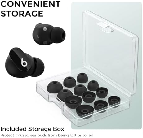 Aha Style Silicone Ear Hooks for Beats Studio Buds 2021 – 3 Pairs of Anti-Slip Covers for Ultimate Comfort and Secure Fit – Perfect for Running and Active Lifestyles – Classic Black Earbud Accessories Enhancing Audio Experience Without Charging Case Compatibility