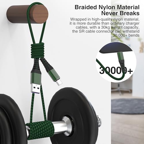 High-Speed Braided USB A to Type C Charger Cable Set – 5 Pack of 6 ft Fast Charging Cables for Samsung Galaxy S Series, Note Series, and Moto G Series – Durable Dark Gray Design for Maximum Flexibility and Compatibility