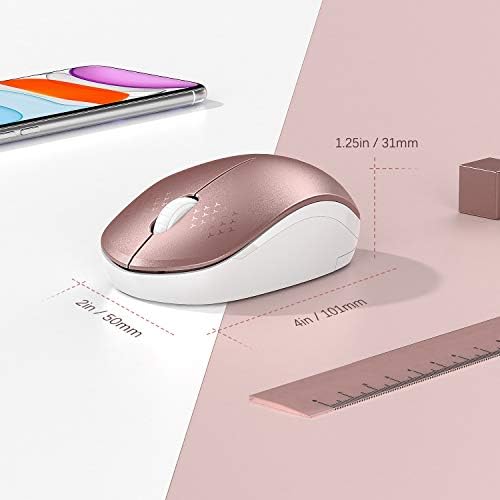 Light Blue Wireless Mouse – Ultra-Quiet 2.4 GHz Noiseless Computer Mouse with USB Receiver for Seamless Windows Experience – Portable, Ergonomic Design for Home, Office, or Travel