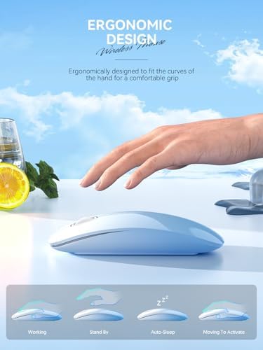 Sleek Purple Wireless Bluetooth Mouse – Effortless Dual Connectivity, 1600 DPI Precision, Whisper-Quiet Clicks, Long Battery Life for Enhanced Productivity and Versatile Device Compatibility