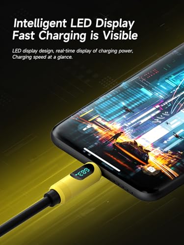 Hagibis 240 W USB C Fast Charging Cable with LED Display – 6.6 Feet Durable Silicone for i Phone 16/15 Pro Max, i Pad, Mac Book Pro – Ultra-Fast 480 Mbps Data Transfer, Flexible Tangle-Free Design for Maximum Performance and Connectivity