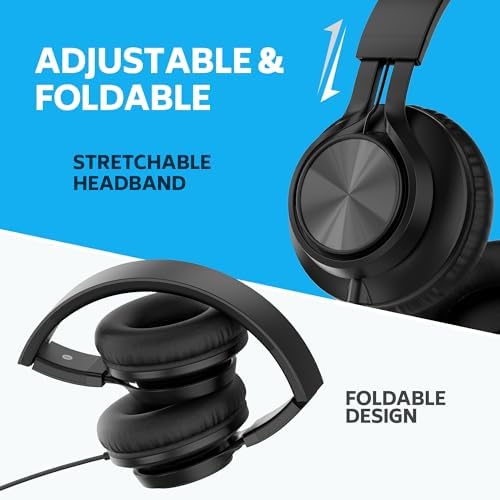 Transform Learning Environments with AILIHEN Kids Wired Headphones – 6 Pack of Comfortable, Durable Headsets with Built-In Microphones for K-12 Education, Perfectly Compatible with Chromebooks, Laptops & Computers (Black) – Optimal for Collaborative Projects & Engaging Online Classes