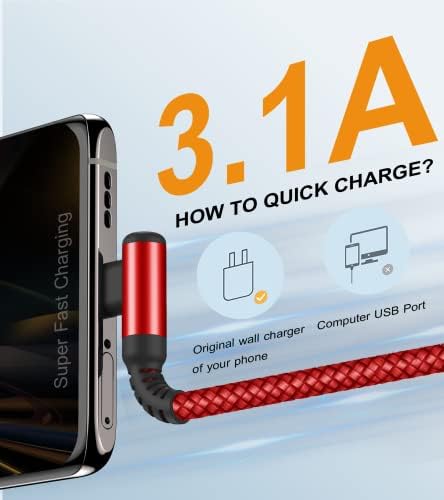 sweguard 10 FT Right Angle USB Type C Charger Cable – Durable Nylon Braided 2-Pack for i Phone 15/16 Pro Max & Samsung Galaxy Models – Enhanced Fast Charging & Tangle-Resistant Design for Ultimate Convenience and Performance