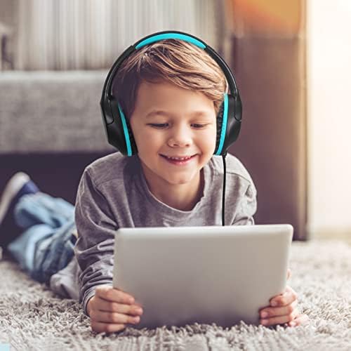 Volume-Limited Over-Ear Kids Headphones – Safe 94 d B Design for Ear Protection – Ultra-Lightweight & Foldable – Perfect for School, Gaming, and Daily Adventures – Trendy Blue Color Compatible with Tablets, PCs, and Smartphones