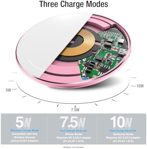 TOZO 2025 Upgraded 15 W Max Fast Wireless Charging Pad – Sleek Rose Red Design for i Phone 16/15/14/13/12 Series & Samsung Galaxy S24/S23/S22 – Ultimate Wireless Power Solution for Busy Lifestyles – Efficient, Portable & Compatible Charging Experience