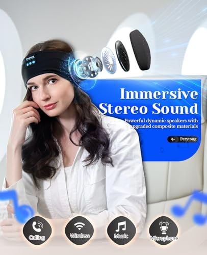 Perytong Wireless Bluetooth Sports Headband Headphones – Ultimate Comfort & Crystal-Clear Sound for Sleep, Yoga & Jogging – Perfect for Insomnia Relief, Meditation, and Easy Device Pairing