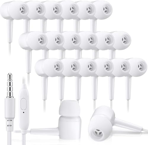 Xinnun 50-Pack Vibrant Multicolor Wired Earbud Headphones with Built-in Mic – Optimal Audio Solution for Students and Professionals, Perfect for Classrooms, Travel, and Leisure – Universal 3.5 mm Compatibility, Lightweight and Durable Design for Everyday Listening