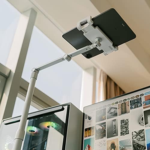 Transform Your Workspace with the Viozon 360-Degree Adjustable Overhead Stand – Premium Aluminum Holder for Smartphones & Tablets (3.5-11″) – Compatible with i Phone, i Pad Pro, Samsung, Nexus – Ergonomic Design for Enhanced Comfort and Stability – Perfect for Video Conferencing, Streaming, and Effortless Multitasking