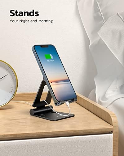 Nulaxy 2 Pack Dual Folding Cell Phone Stand, Fully Adjustable Foldable Desktop Phone Holder Cradle Dock Compatible with Phone 16 15 14 13 12 Pro Xs Xs Max Xr X 8, All Phones, Black & Silver – Enhanced Compatibility and Speed