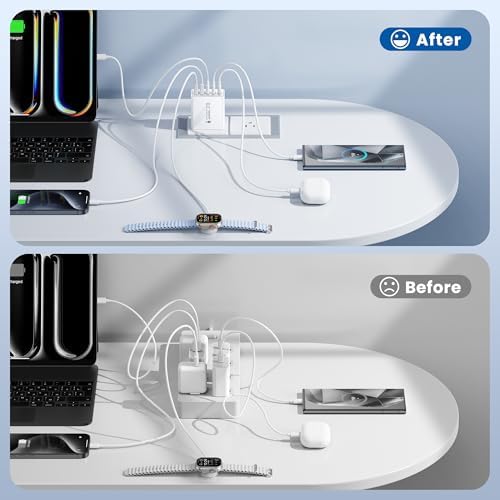 40 W USB-C Power Hub Duo: Versatile Fast Charging Station with 4 Ports for i Phone, i Pad, Air Pods & Apple Watch – Compact Travel Charger with Safety Features for Efficient Device Charging