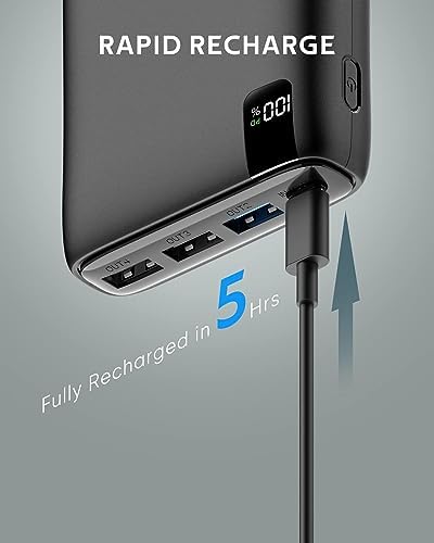 26800 m Ah CONXWAN Portable Power Bank – 22.5 W Fast Charging USB-C Battery Pack with 4 Outputs for i Phone, Android, and Tablets – Essential Travel Charger for On-the-Go Power Solutions in Green
