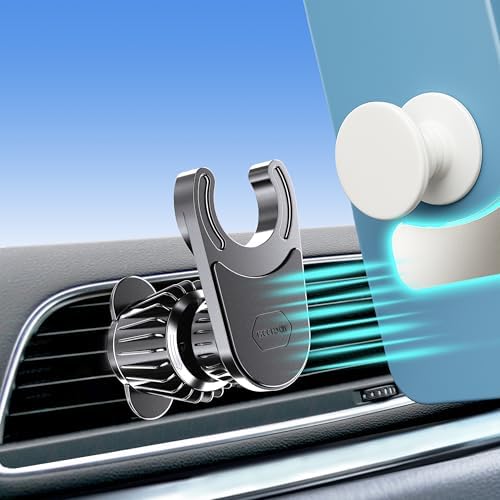 MCCHJoy Dual Magnetic Socket Car Vent Mount – Ultra-Stable No-Spin Phone Holder for All Devices and Pop Sockets – Secure AC Vent Hook for Safe Hands-Free Navigation and Streaming – Premium Compatibility for Every Journey