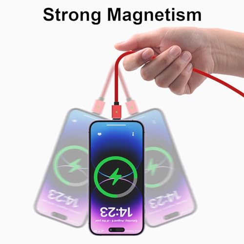 Revolutionize Your Charging Experience with the 3-in-1 Magnetic Charging Cable Set – Fast 3 A Power Delivery, Nylon Braided Durability, and LED Indicator (3 Pack: 3.3 ft, 6.6 ft, 6.6 ft) for USB-C and Micro-USB Devices – Versatile Connectivity and Effortless Use