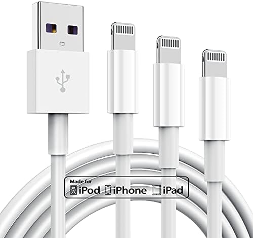 Premium 3-Pack Apple MFi Certified Lightning to USB Charger Cables – 6 FT Durable Fast Charging Cords for i Phone 13/12/11/11 Pro/11 Max/X/XS/XR/XS Max/8/7/6 – Enhanced Performance and Extended Reach for Seamless Device Connectivity