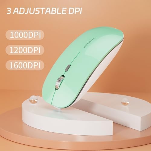 Uciefy Q5 Slim Rose Gold Wireless Mouse – Portable Optical Rechargeable Design with Silent Click, USB Receiver & Type C Adapter for Effortless PC, Laptop & Desktop Compatibility – Elevate Your Workspace with Style & Precision