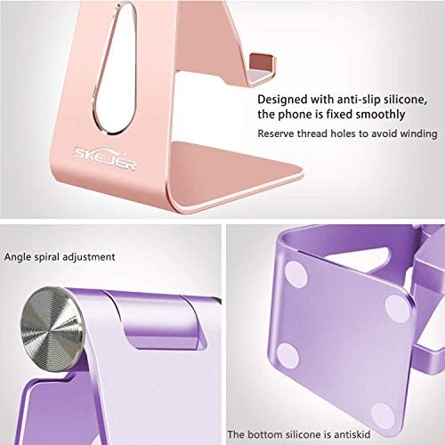 Adjustable Cell Phone Stand, Phone Holder,Tablet Stand Dock,Aluminum Desktop Compatible with iPhone 12 iPad,Samsung Galaxy,Google All Smart Phone/Tablets Under 10 in-Rose Gold + Royal Purple – Enhanced Compatibility and Speed