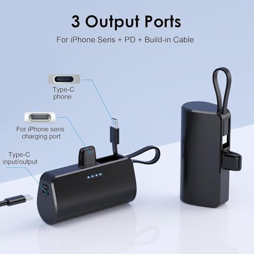 Ultra-Compact 2 Pack Mini Portable Charger 5200 m Ah with PD Fast Charging & LCD Display – Stylish Battery Backup Power Bank for i Phone 14/13/12/XR/7/6 – Your Essential On-the-Go Charging Solution