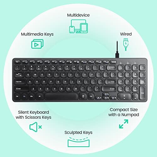 Transform Your Workspace with the Perixx PERIBOARD-215 B US Wired Keyboard – Ultra-Slim Design, Scissor Switch Keys for Silent Precision, Dual USB-A & USB-C Ports for Ultimate Connectivity, Detachable Cable for On-the-Go Convenience, Sleek Black Finish Perfect for Any Aesthetic, Compatible Across Multiple Operating Systems for Versatile Use – Elevate Your Typing Experience Today!