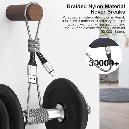 High-Speed Braided USB A to Type C Charger Cable Set – 5 Pack of 6 ft Fast Charging Cables for Samsung Galaxy S Series, Note Series, and Moto G Series – Durable Dark Gray Design for Maximum Flexibility and Compatibility