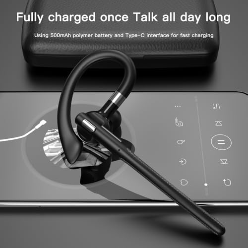 Ultra Comfort Bluetooth 5.4 Over-Ear Wireless Headset with Advanced Noise Cancelling & LED Display – Ideal for Hands-Free Business Calls, Travel, and Driving – 500 ml Charging Case for Extended Playtime and Seamless Device Compatibility