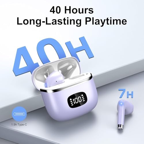 Elevate Your Audio Experience with POMUIC Bluetooth 5.3 Wireless Earbuds – Experience Hi-Fi Stereo Sound with Immersive Deep Bass and Advanced Noise Cancellation – Four ENC Microphones for Crystal-Clear Calls – Dual LED Battery Indicator for Effortless Monitoring – Enjoy Up to 40 Hours of Playtime for Nonstop Enjoyment – Ergonomically Designed for Maximum Comfort During Long Listening Sessions – Effortlessly Connects to Smartphones, Tablets, and Laptops – Transform Your Everyday Listening with Unmatched Clarity and Style!