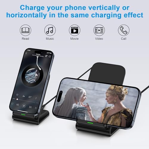 Dual-Pack 15 W Fast Wireless Charger Stand for Samsung Galaxy S23-S25 & Google Pixel 7 a-9 Pro XL – Sleek, Efficient Charging Station with Enhanced Safety Features and Universal Compatibility