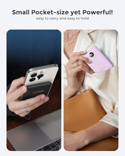 VEEKTOMX Compact 10000 m Ah Mini Power Bank – Ultra-Fast PD 22.5 W USB-C Charger for i Phone, Samsung, Google Pixel – Stylish Purple Travel Essential for On-the-Go Power and Versatile Device Compatibility