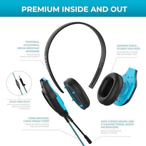 Gumdrop Drop Tech B1 On-Ear Headphones: Unmatched Durability for K-12 Classrooms – Comfortable Fit, Quick Device Connectivity, and Premium Sound Quality for Enhanced Learning Experience