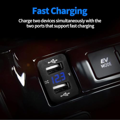 Levigo Dual Port USB Car Charger – 5 V 4.2 A Fast Charging Solution with LED Voltage Meter for Honda Vehicles – Compact 12/24 V Compatibility, Enhanced Safety Features, and Efficient Device Charging for Road Trips and Commutes
