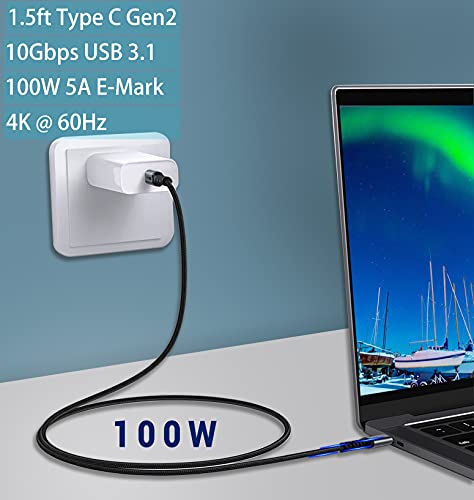 10 FT USB C 3.1 Gen 2 Cable – 2 Pack for High Speed 10 Gbps Data Transfer & 100 W Fast Charging, 4 K 60 Hz Video Output Compatible with Mac Book Pro, Galaxy S21, Thunderbolt 3 – Ultimate Connectivity Solution for Power Users