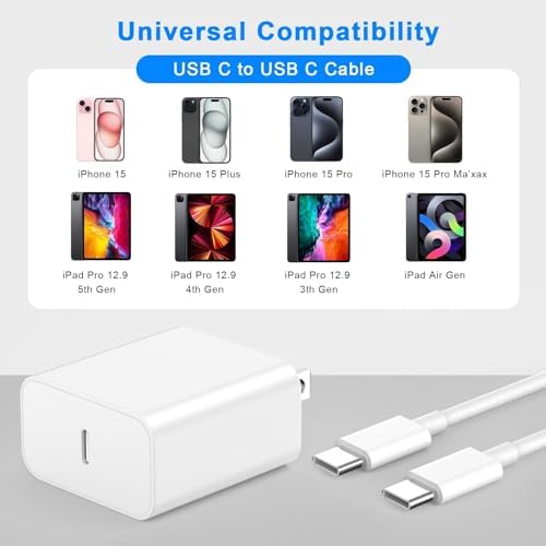 Power Up Your i Phone 16/15: 10 FT Fast Charging Cable Duo with 20 W USB-C Wall Chargers – Ultimate Connectivity for Your i Phone 16 Plus, Pro, Max, and 15 Series – Extended Reach and Rapid Charge Efficiency for On-the-Go Power Solutions
