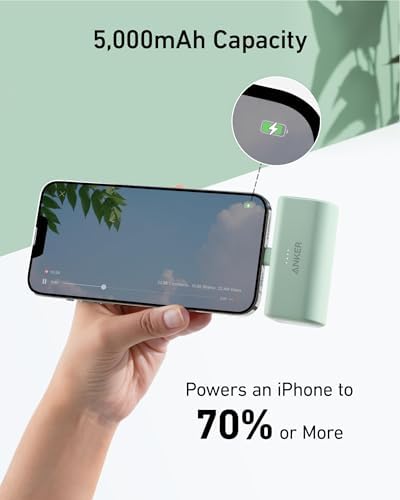 ANKER Nano Power Bank 5,000 m Ah with Built-in Lightning Connector – MFi Certified Portable Charger for Fast Charging i Phone 14/13/12 Series, Compact & Travel-Friendly Power Solution in Purple – Effortless, Tangle-Free Charging Anywhere