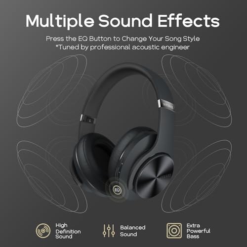Transform Your Listening Journey with DOQAUS Over-Ear Bluetooth Headphones: 90-Hour Playtime, Tailored EQ Settings, and Superior Noise Cancellation for Unmatched Comfort and Audio Clarity in Music and Calls