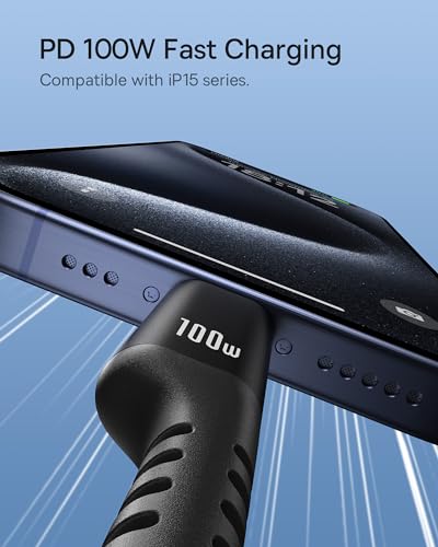 Baseus Retractable Coiled USB Type C Charging Cables – 2-Pack Durable 3.3 ft Design with 100 W Fast Charge Capability, Ideal for i Phone 15, Galaxy S24/S23, and More – Tangle-Free Nylon Braided Structure for Efficient On-the-Go Power Solutions