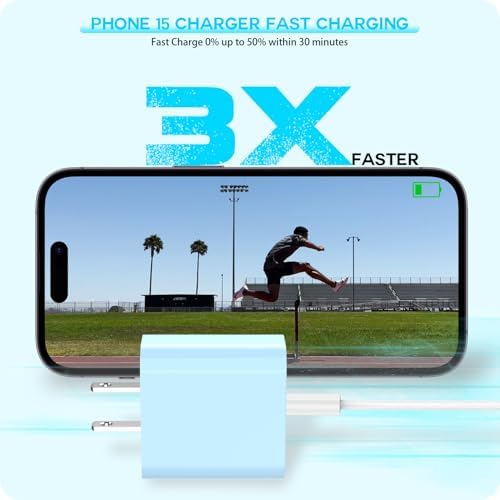 Boost Device Powering with the Apple i Phone 16/15 Fast Charge Essentials Set – MFi Certified 20 W USB-C Blocks & 6 FT Cables in Eye-Catching Purple for Unmatched Charging Speed – Ideal for i Phone 16/15 Series and i Pad with Advanced Durability and Flexibility