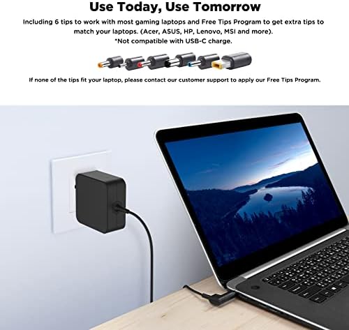 Universal Innergie 65 W Laptop Charger – High-Performance Power Adapter for Acer, Lenovo, ASUS, HP, MSI, & Windows Notebooks – Durable 2.3 m Built-in Cable with Customizable Tips – UL & IEC 62368-1 Certified for Enhanced Safety and Efficiency – Eco-Friendly Energy Conversion at 91% – Backed by Delta Electronics for Reliability and Innovation
