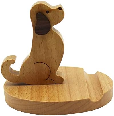 Whimsical Dog-Themed Wooden Phone Stand – Charming Desk Accessory for Mobile Devices, Perfect Gift for Pet Enthusiasts, Stylish and Functional Home Office Decor with Stable Anti-Slip Base for Enhanced Productivity and Optimal Viewing Experience