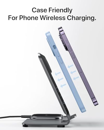2024 Enhanced 3-in-1 Wireless Charging Station for Apple Devices – Fast Charging Dock for i Phone 16/15/14/13/12/11, Apple Watch, and Air Pods in Stylish Purple – Ultimate Multi-Device Charging Solution with Safety Features and Sleek Design