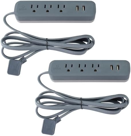 Globe Electric Designer Series 3-Outlet Power Strip in Chic Rose Finish – Stylish Surge Protector with Enhanced Compatibility and Fast Charging for Modern Homes and Offices